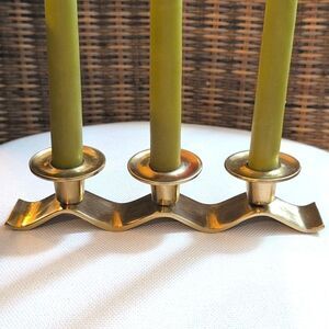 Elegant Brass Triple Candleholder Vintage